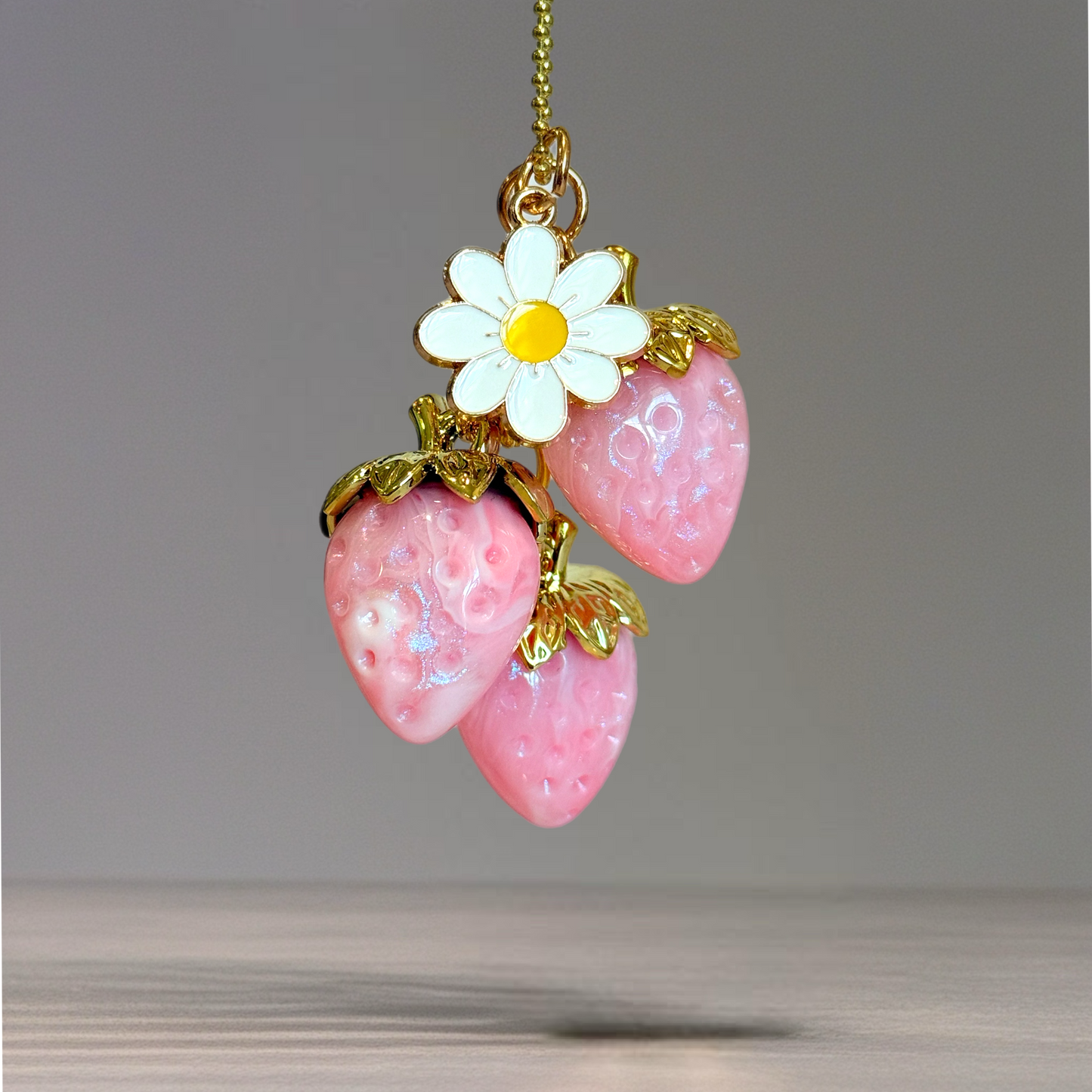 Pink Strawberry Charm - Tumbler Handle Charm