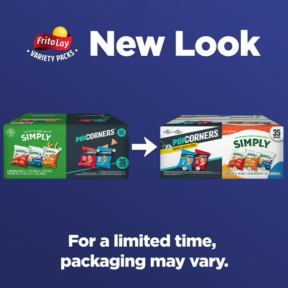 Simply and PopCorners 5 Flavor Snacks Variety Pack, 35 Count
