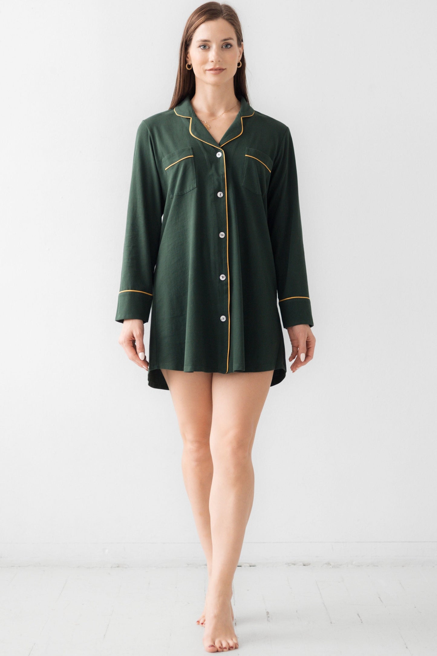 SALUA Classic Luxury Sleep Shirt in Brushed Pima Cotton