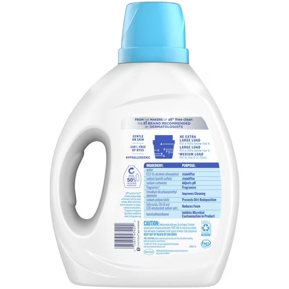 all Sensitive Fresh Liquid Laundry Detergent, Spring Breeze, 73 oz, 58 Loads