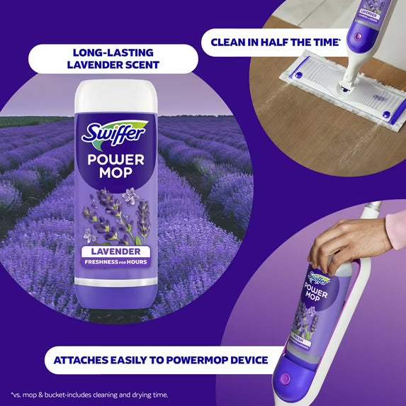 Swiffer Power Mop Floor Cleaning Solution with Lavender Scent, 25.3 fl oz, 3 Count