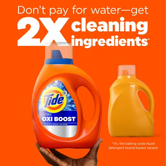 Tide Laundry Detergent Liquid with Ultra Oxi Boost, Advanced Stain Remover, 30 fl oz, 21 Loads