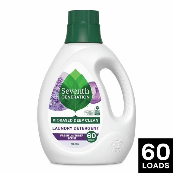 Seventh Generation Liquid Laundry Detergent Liquid, Floral Lavender, 90 fl oz, 60 Loads