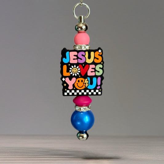 Jesus Loves You Bar Charm - Tumbler Handle Charm