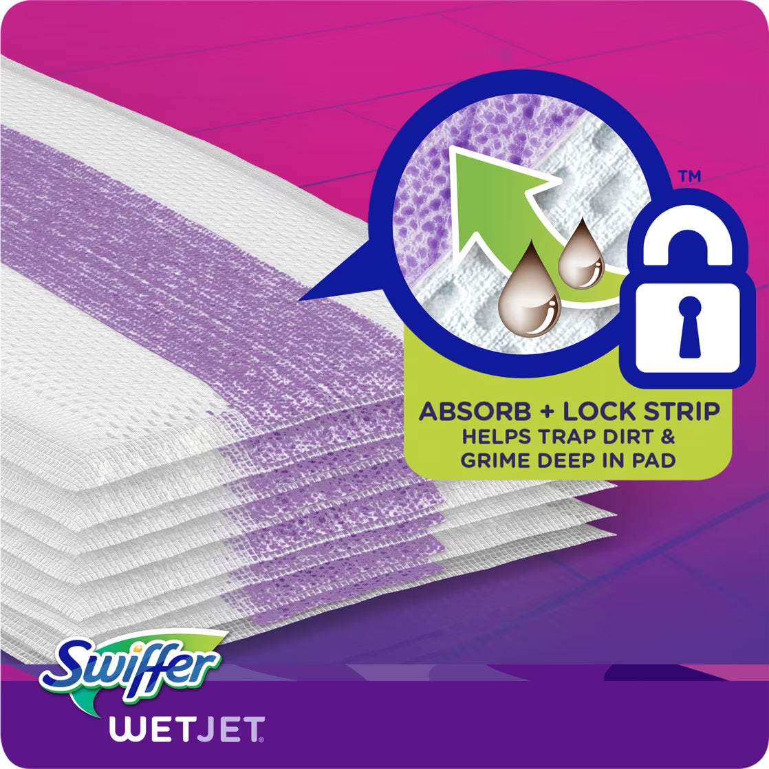 Swiffer Wet Jet Spray Mop Multi-Surface Mopping Pads, Hard Surface Cleaners, 15 Count