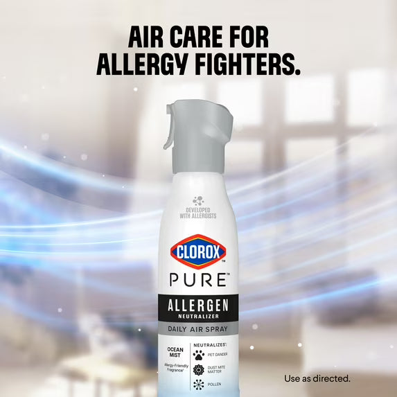 Clorox PURE Allergen Neutralizer Daily Air Spray, Ocean Mist, 8 oz. Bottle