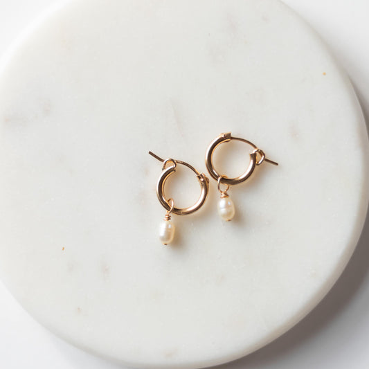 Single Pearl Hoop Charms