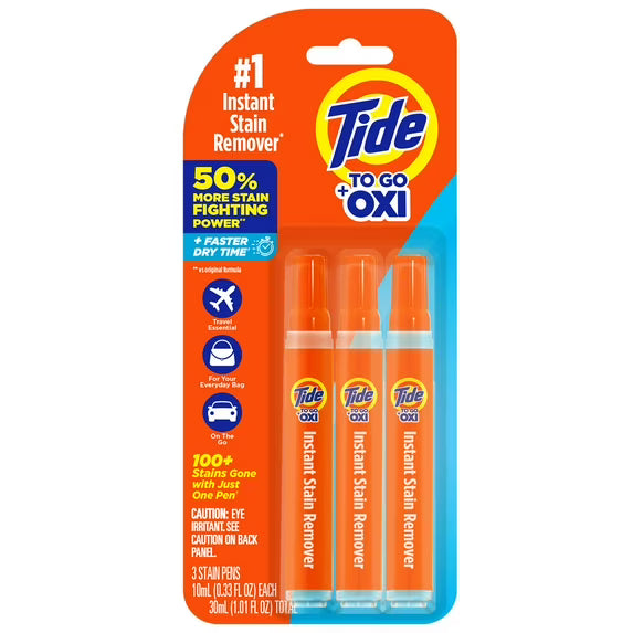 Tide To Go Instant Laundry Stain Remover Pen and Spot Cleaner, Travel Size Stain Sticks, Fresh, 1.01 fl oz, 3 Count