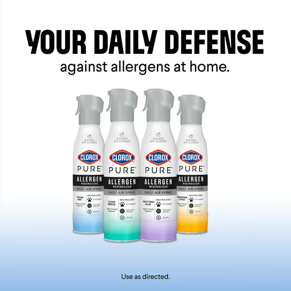 Clorox PURE Allergen Neutralizer Daily Air Spray, Ocean Mist, 8 oz. Bottle