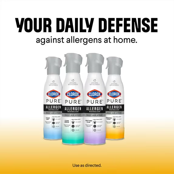 Clorox PURE Allergen Neutralizer Daily Air Spray, Energizing Citrus, 8 oz Bottle