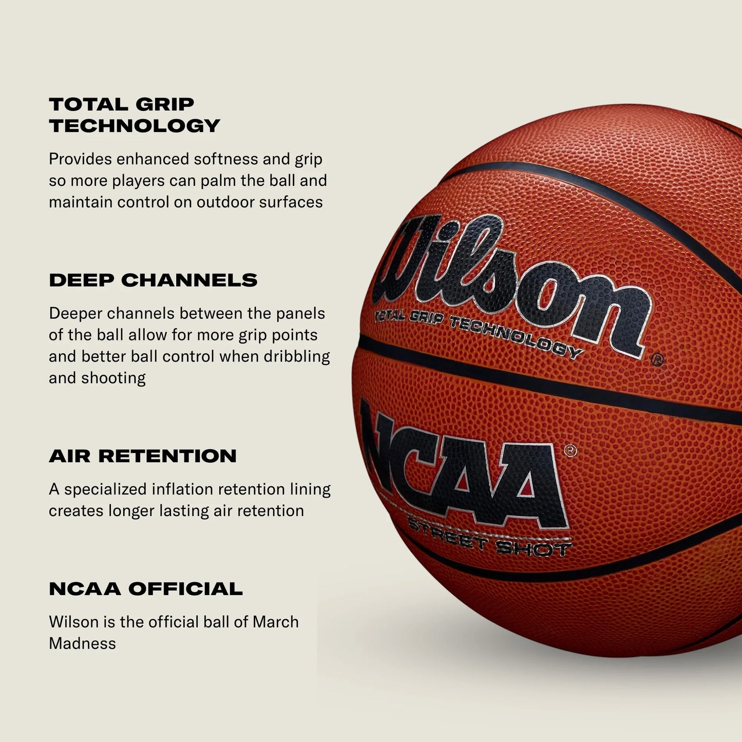 Wilson NCAA Street Shot Outdoor Basketball, Official Size 29.5"