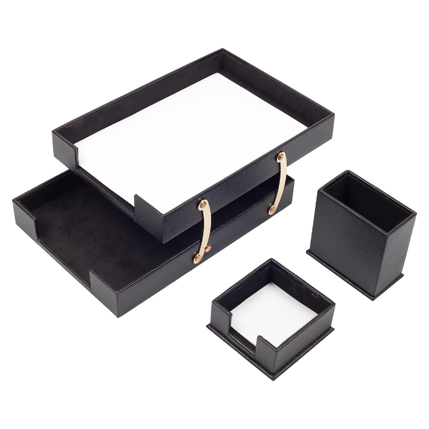 MOOG Leather Desk Set-3 Accessories-Double Document Tray - Pink - 3 PCS