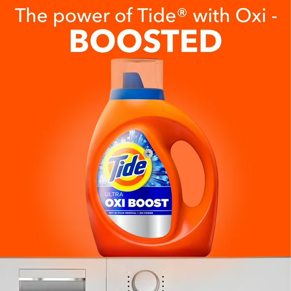 Tide Laundry Detergent Liquid with Ultra Oxi Boost, Advanced Stain Remover, 30 fl oz, 21 Loads