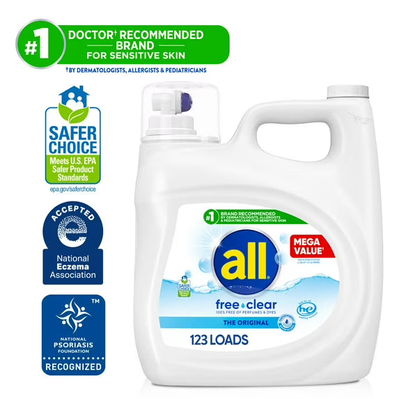 all Free Clear Liquid Laundry Detergent, 154 oz, 123 Loads