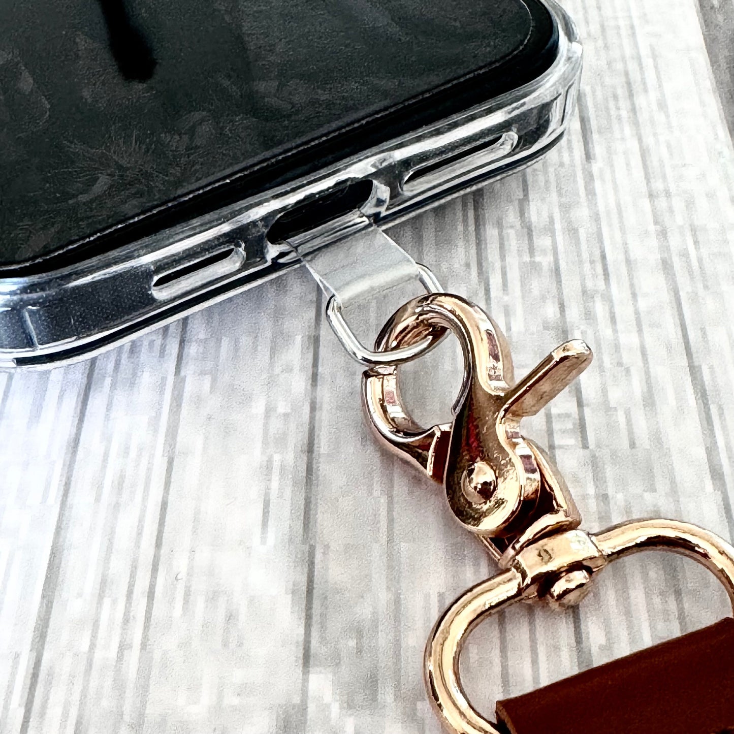 Phone Wrist Strap Keychain with Tether Tab - BLACK & WHITE CHECKERS