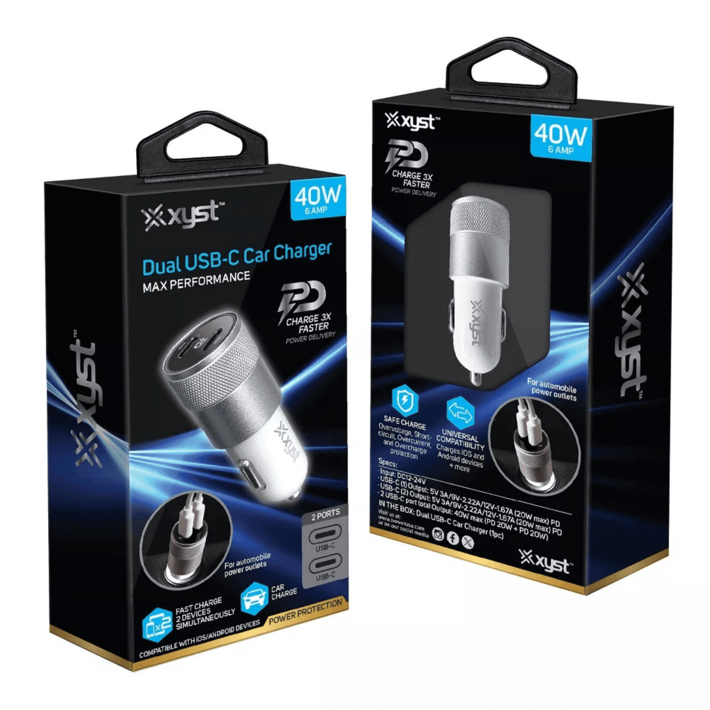 Xyst 40-Watt Dual USB-C Car Charger