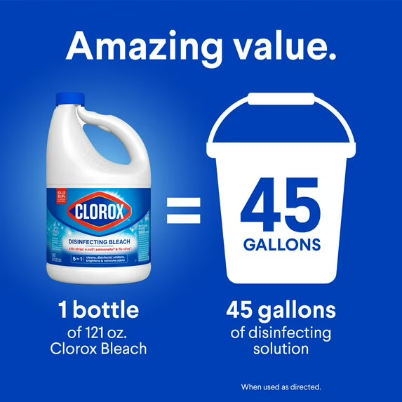 Clorox Disinfecting Liquid Bleach Cleaner, Regular Scent, 121 fl oz
