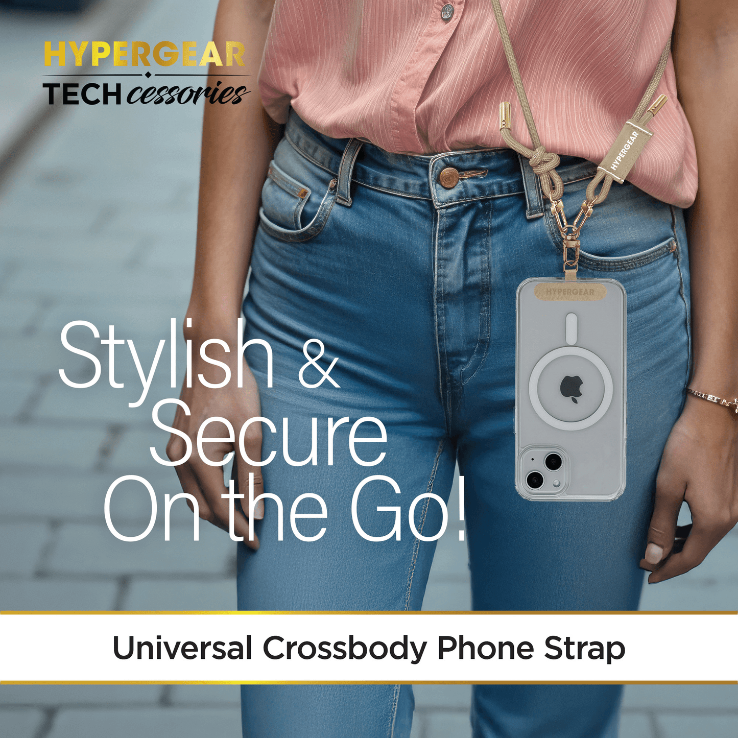 HyperGear TECHcessories Sand Braided Rope Universal Crossbody Phone Strap