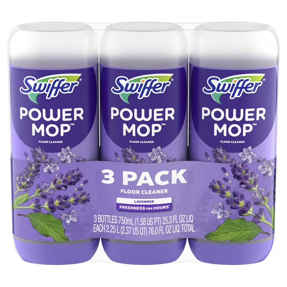Swiffer Power Mop Floor Cleaning Solution with Lavender Scent, 25.3 fl oz, 3 Count