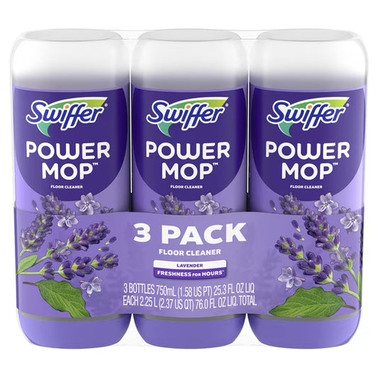 Swiffer Power Mop Floor Cleaning Solution with Lavender Scent, 25.3 fl oz, 3 Count