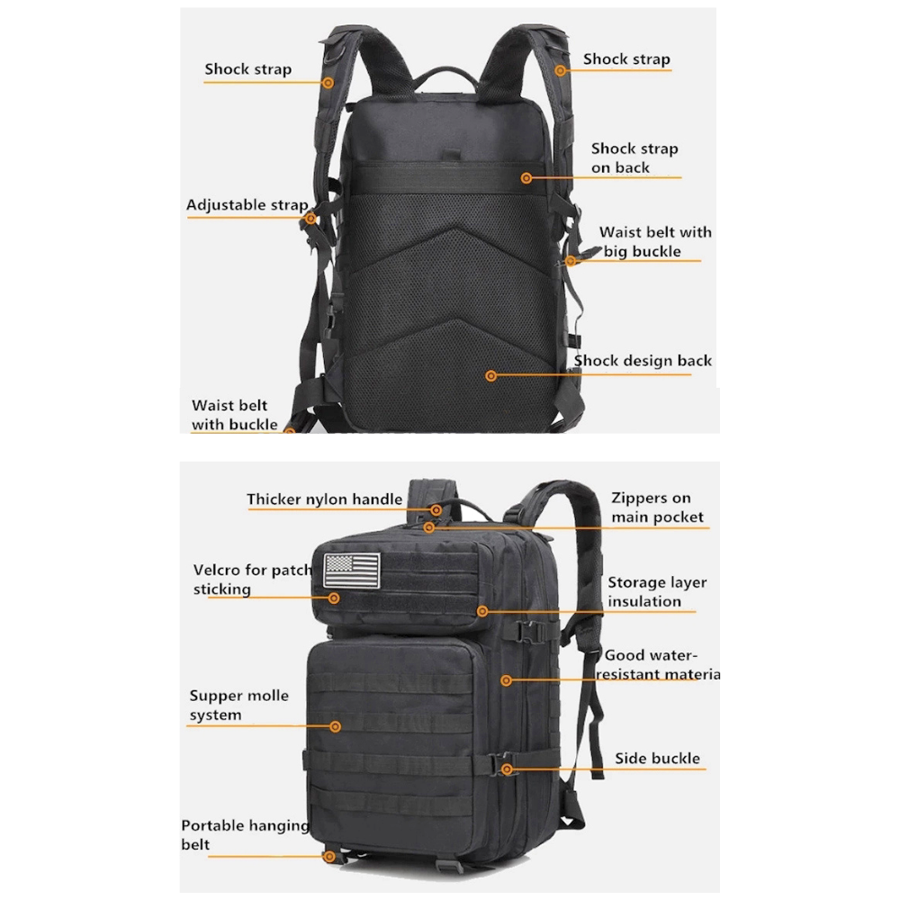 JupiterGear Military 3P Tactical 45L Backpack Army 3 Day Assault Pack Molle Bag Rucksack Range Bag