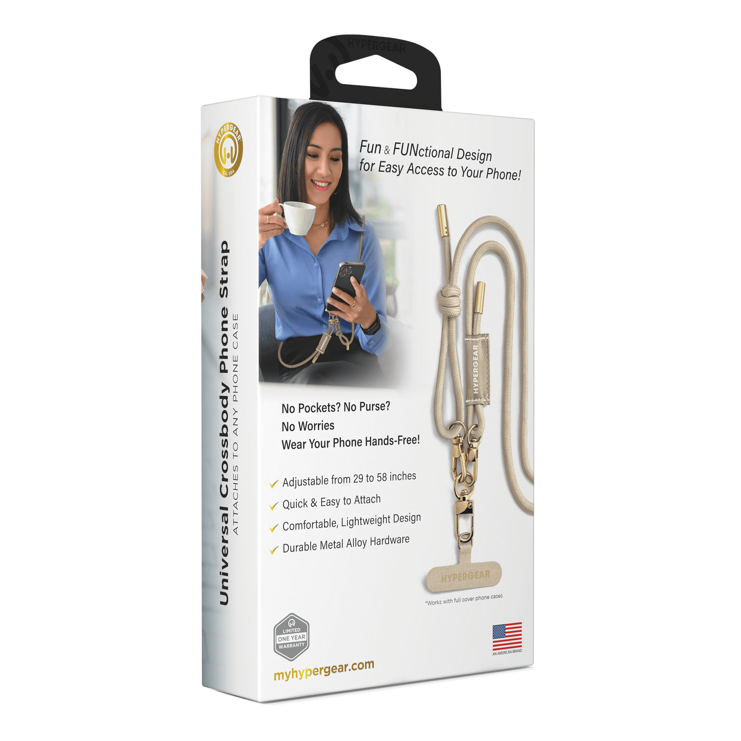 HyperGear TECHcessories Sand Braided Rope Universal Crossbody Phone Strap
