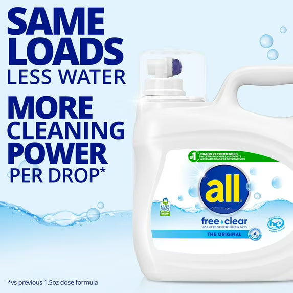 all Free Clear Liquid Laundry Detergent, 154 oz, 123 Loads