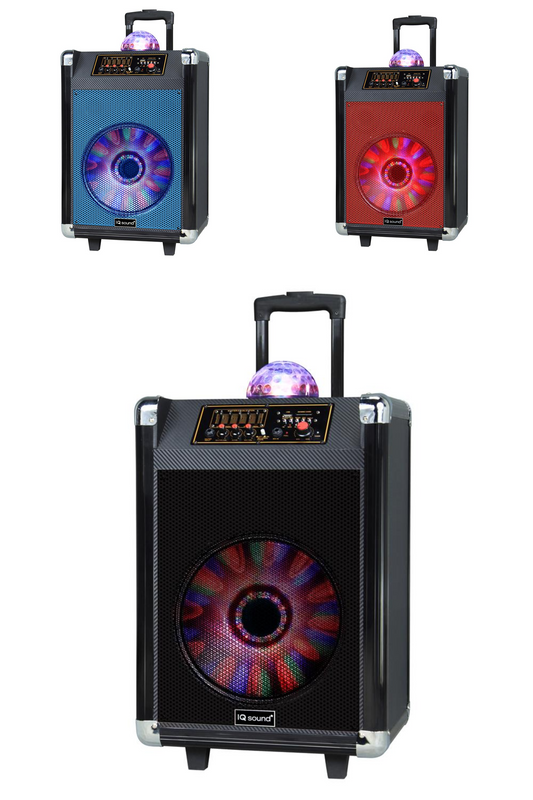 IQ Sound 12" Portable Bluetooth Speaker with Disco Ball Light (IQ-3612DJBT)