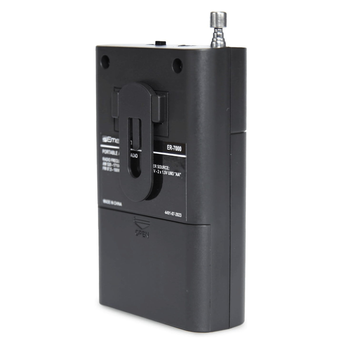 Emerson Portable AMFM Radio with Built-In Speaker and Easy Removable Belt Clip