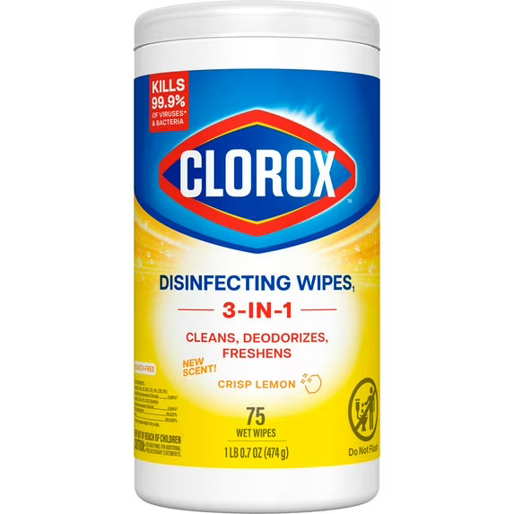 Clorox Bleach-Free Disinfecting and Cleaning Wipes, Crisp Lemon, 75 Count