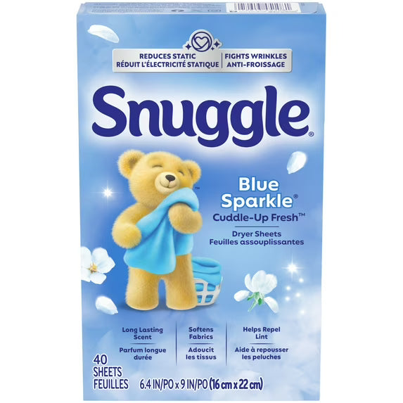 Snuggle Blue Sparkle Cuddle Up Fresh Dryer Sheets, 40 Count