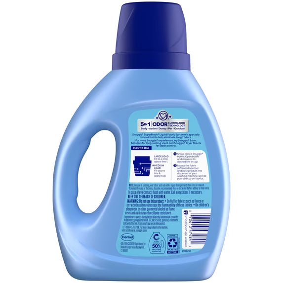 Snuggle SuperFresh Liquid Fabric Softener, Odor Eliminating, Spring Burst, 40 Loads