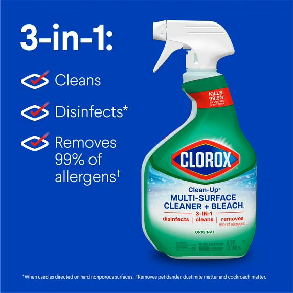 Clorox Clean-Up All Purpose Cleaner Spray with Bleach, Spray Bottle, Original, 32 fl oz
