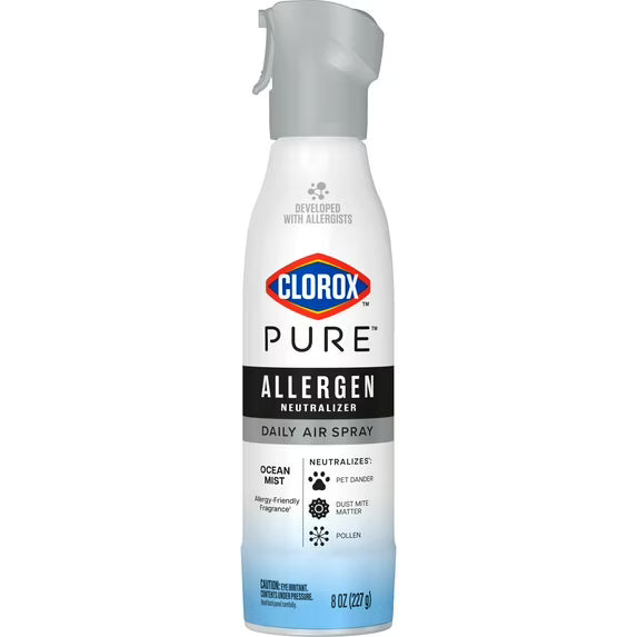 Clorox PURE Allergen Neutralizer Daily Air Spray, Ocean Mist, 8 oz. Bottle