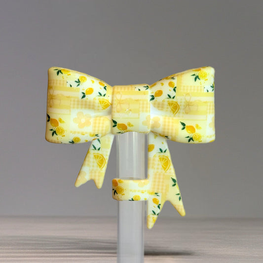 Sunny Lemons 3D Bow Straw Topper