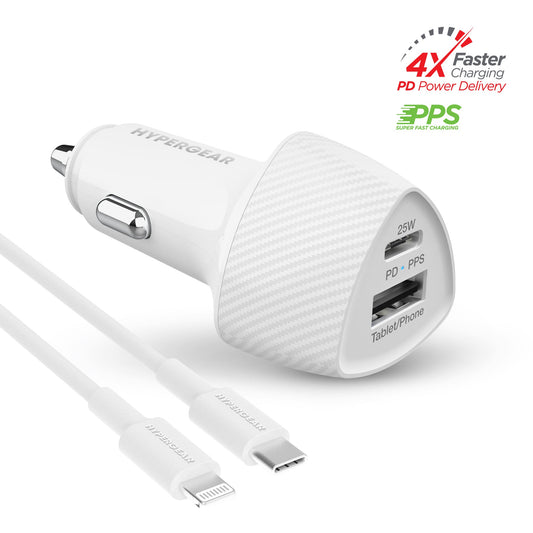 HyperGear SpeedBoost 25W PD Lightning Car Kit w Fast-Charging Tech