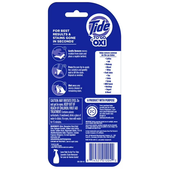 Tide To Go Instant Laundry Stain Remover Pen and Spot Cleaner, Travel Size Stain Sticks, Fresh, 1.01 fl oz, 3 Count