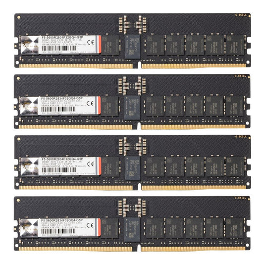 G.Skill G5P 128GB (4x32GB) DDR5-5600 PC5-44800 CL28 Quad Channel ECC Registered Memory Kit Intel XMP 3.0 Workstation RAM - Black