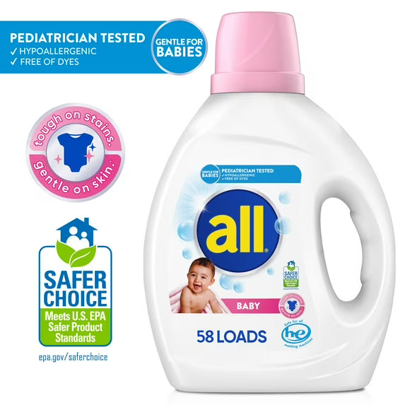 all Baby Liquid Laundry Detergent, 73 oz, 58 Loads