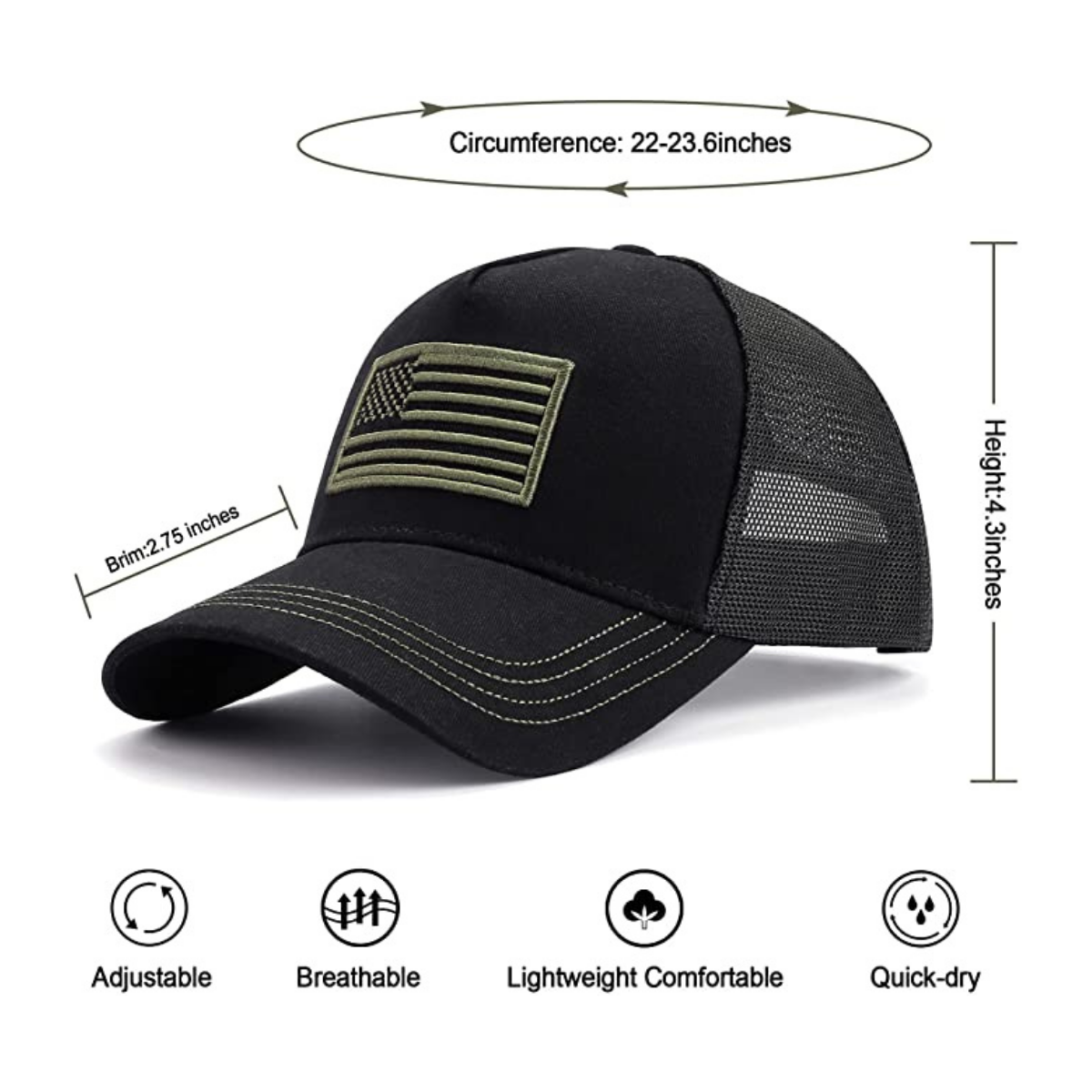 JupiterGear American Flag Trucker Hat with Adjustable Strap | Breathable & Unisex