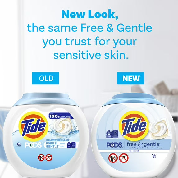 Tide PODS Laundry Detergent Soap Pacs, Free and Gentle, Hypoallergenic, Unscented, 102 Count
