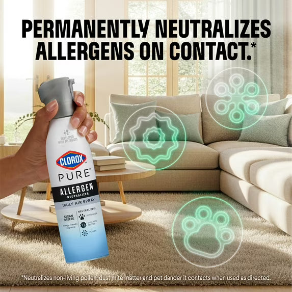 Clorox PURE Allergen Neutralizer Daily Air Spray, Ocean Mist, 8 oz. Bottle