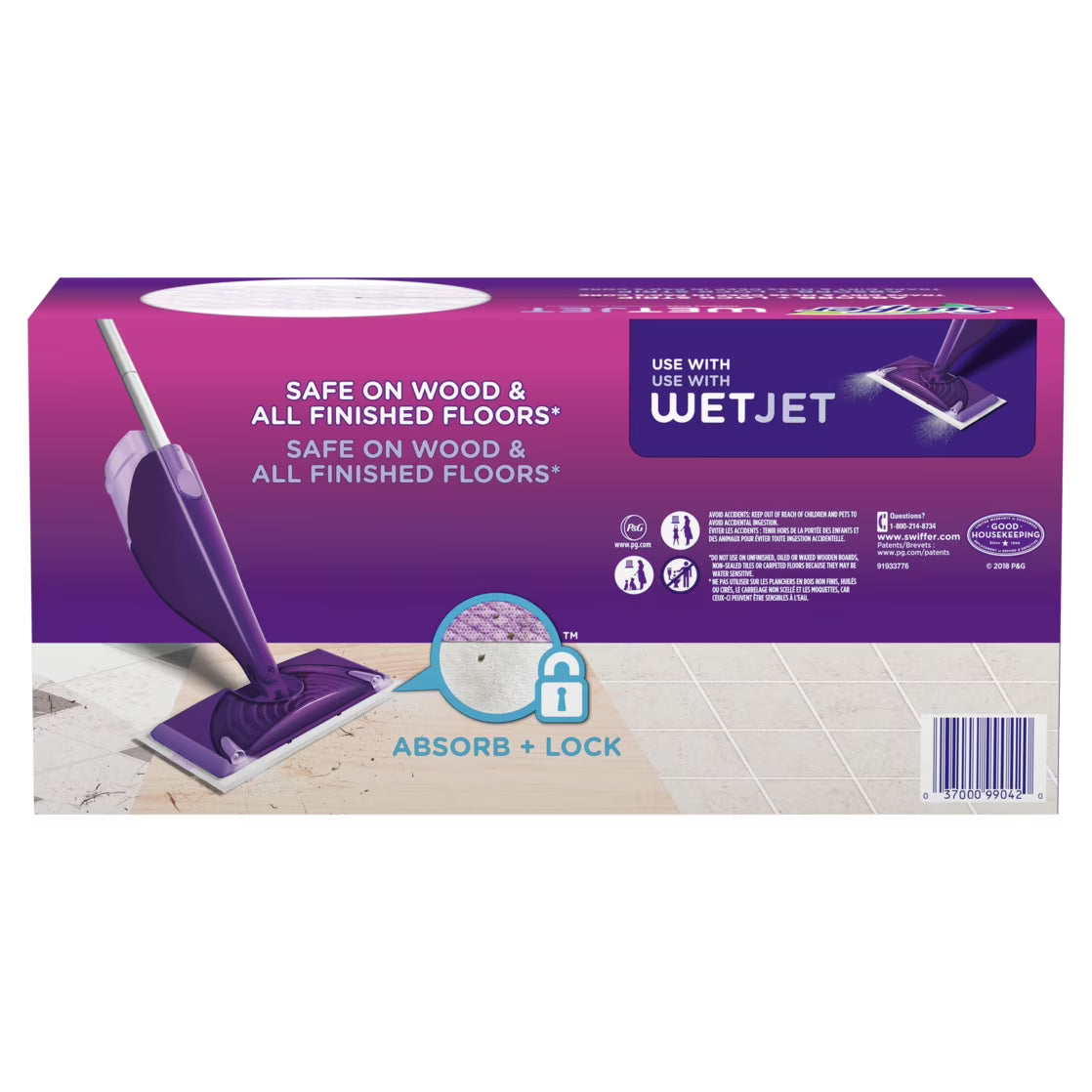 Swiffer Wet Jet Spray Mop Multi-Surface Mopping Pads, Hard Surface Cleaners, 15 Count