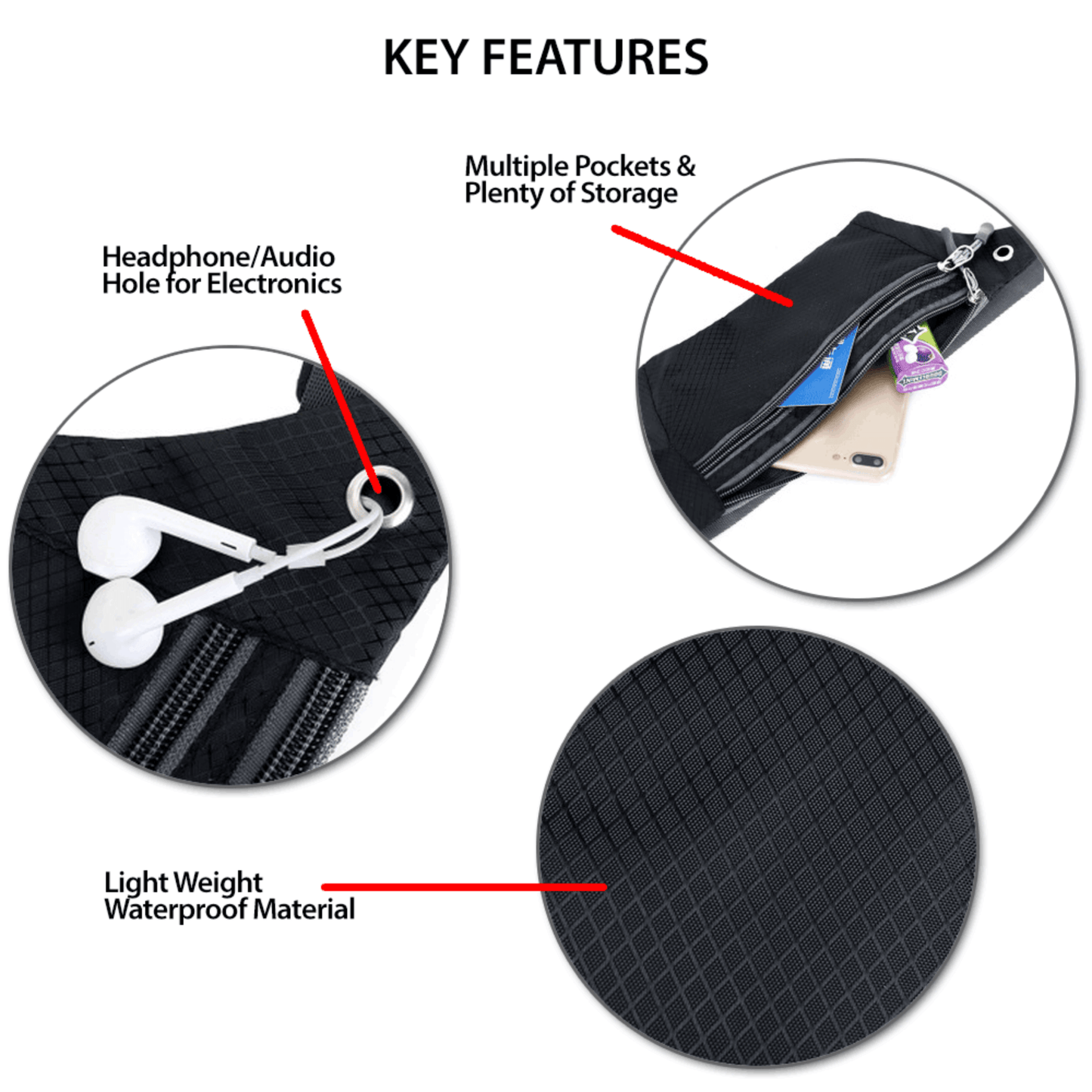 XGear Fitness Waterproof Fanny Pack for Running and Travel