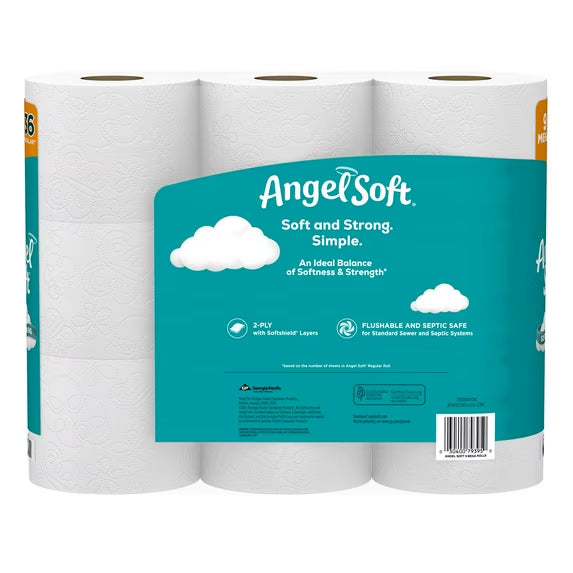 Angel Soft 2-Ply Toilet Paper, 9 Mega Rolls, 320 Sheets per Roll