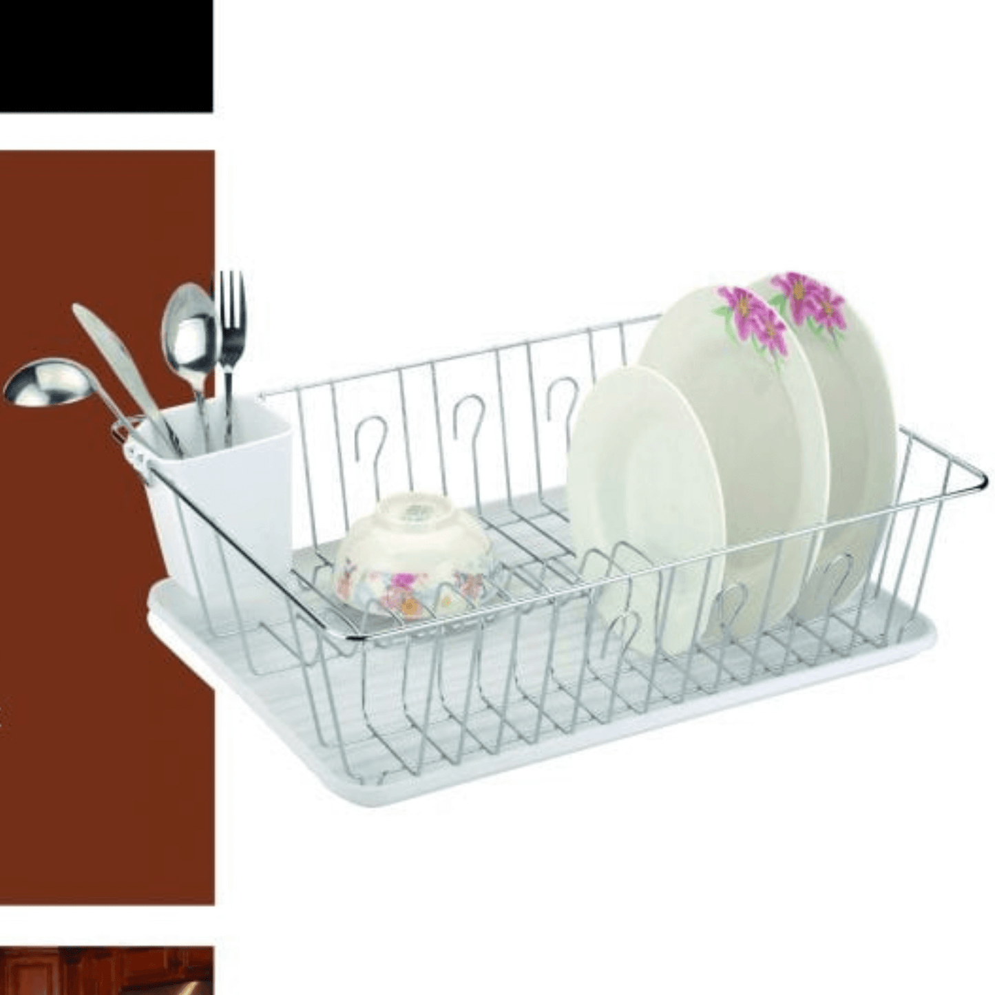 Better Chef 16" Chrome-Plated Metal Dish Rack with Drain Tray