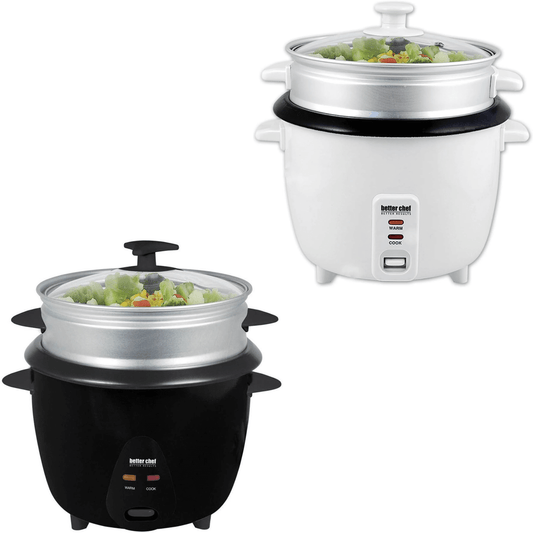 Better Chef 5-Cup - 10-Cup Cooked - Rice Cooker with Steamer and Non-Stick Pot