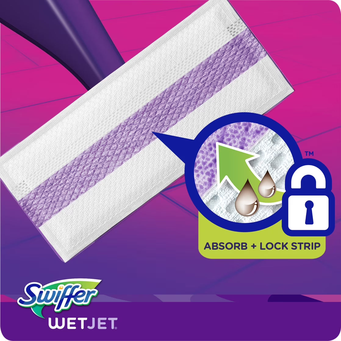 Swiffer Wet Jet Spray Mop Multi-Surface Mopping Pads, Hard Surface Cleaners, 15 Count