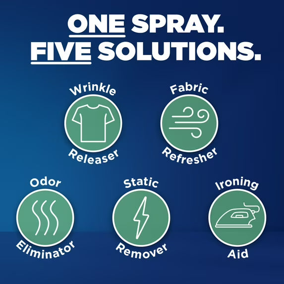 Downy Wrinkle Releaser Spray, Fabric Refreshing and Odor Eliminating, Crisp Linen, Fresh Scent, 33.8 fl oz