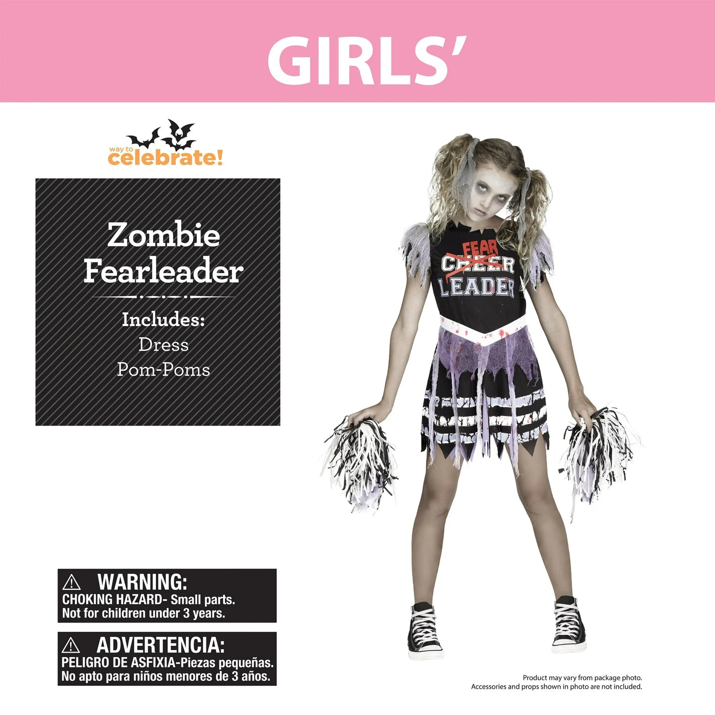 Fear Leader Halloween Costume for Children, Girls' Size L (10/12), by Way to Celebrate